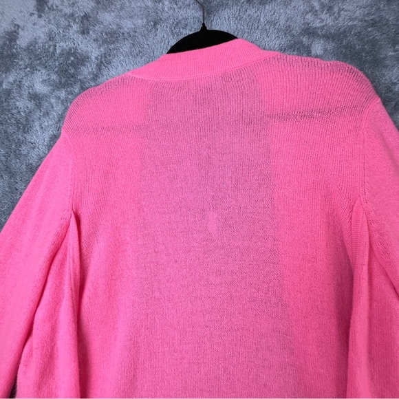 NEW! 100% Cashmere Claudia Nichole Bright Pink Cardigan Sweater Size Large NWT - Picture 12 of 15